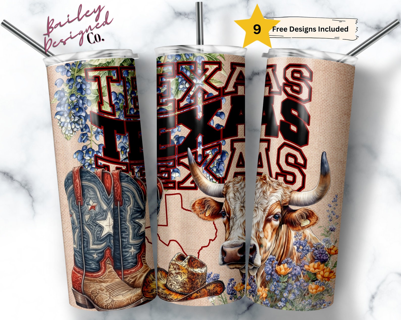 Texas 20 Oz Skinny Tumbler Sublimation Design Digital Download PNG ...