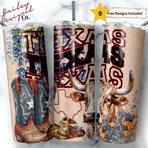 Texas 20 oz Skinny Tumbler Sublimatie Design Digitale Download PNG Instant ALLEEN DIGITAAL, Rustieke Western Country Tumbler