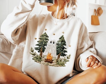 Fall Boho Sunflower Cute Ghost Camping PNG Sublimation Design Instant Digital Download, Cute Graphics, Glass Jar png Design, Tshirt Design