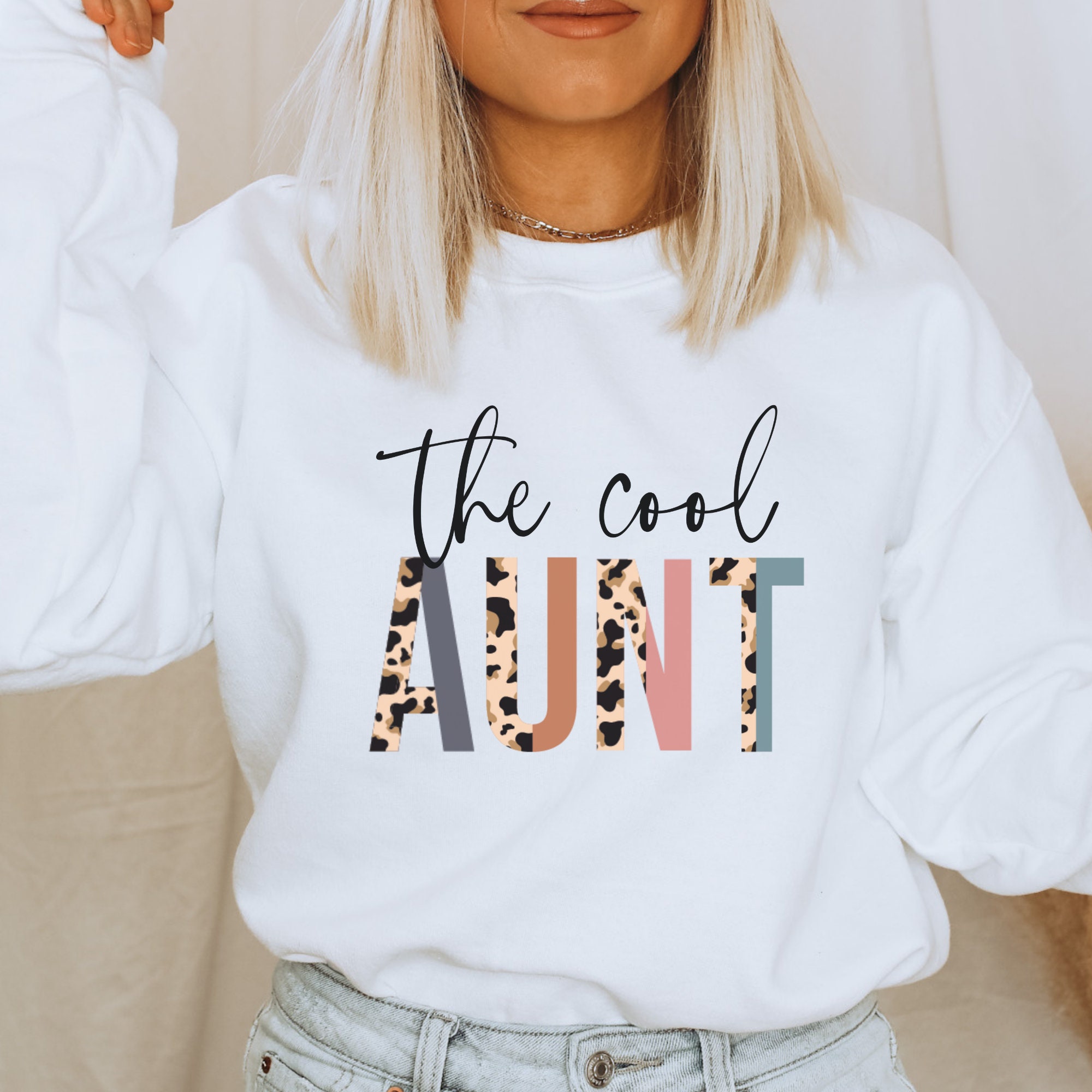 The Cool Aunt Sweatshirt Leopard Auntie Sweatshirt Funny Etsy