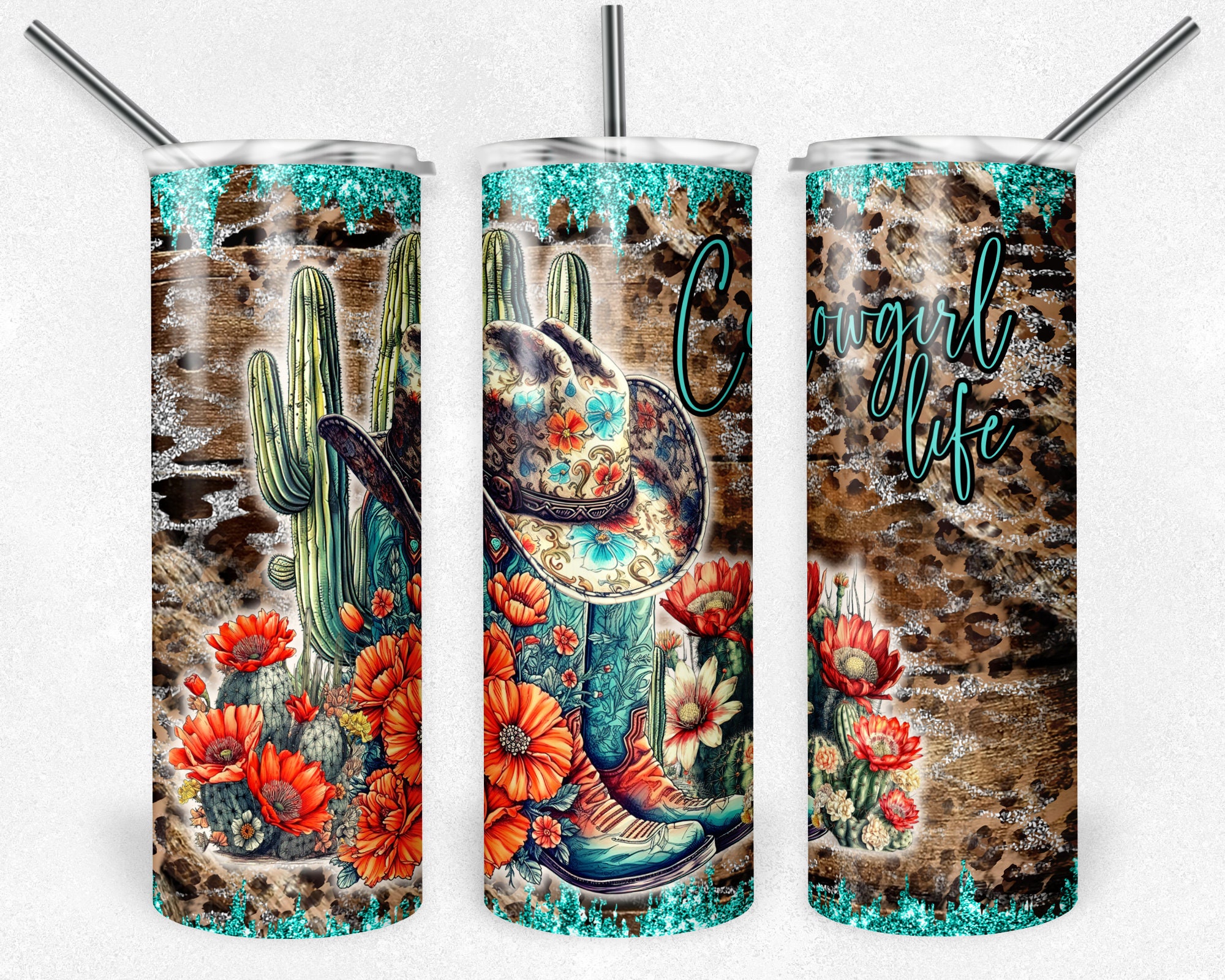 Cowgirl Life 20 Oz Skinny Tumbler Sublimation Design Digital Download ...