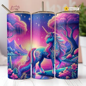 Sparkle magische Unicorn Fantasy 20 oz mager Tumbler sublimatie ontwerp digitale download PNG Instant ALLEEN DIGITAAL, Tumbler Wrap