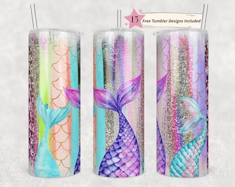 20 once magro tumbler bambini sirena disegni modello dritto file PNG Scarica progettazione tumbler code di sirena sotto scaglie di mare