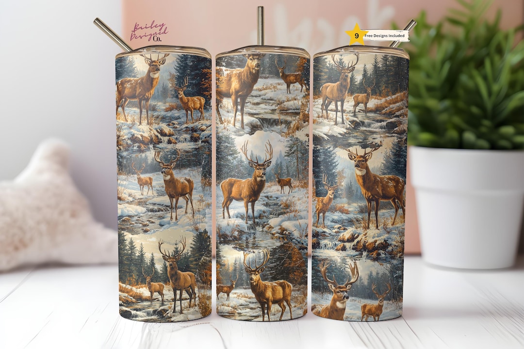 Hunting Season Deer Hunter 20 Oz Skinny Tumbler Sublimation Design ...