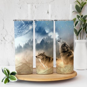 20oz Skinny Tumbler Sublimation Designs Wolf Tumbler for Straight Tumbler PNG File Digital Download