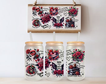 Booktok Bad Book Club Spicy Book Reader UVDTF 16 oz Glass Can Tumbler Sublimation Design Download digital png Instantâneo SOMENTE DIGITAL, Jarra de vidro