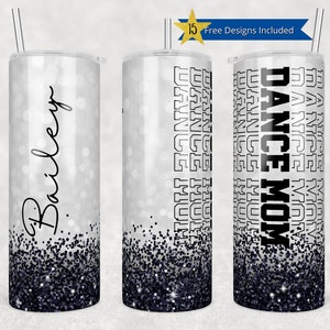 20oz Skinny Tumbler Dance Mom Design Template Straight PNG File Download dancing ballet jazz tap dance tumbler design