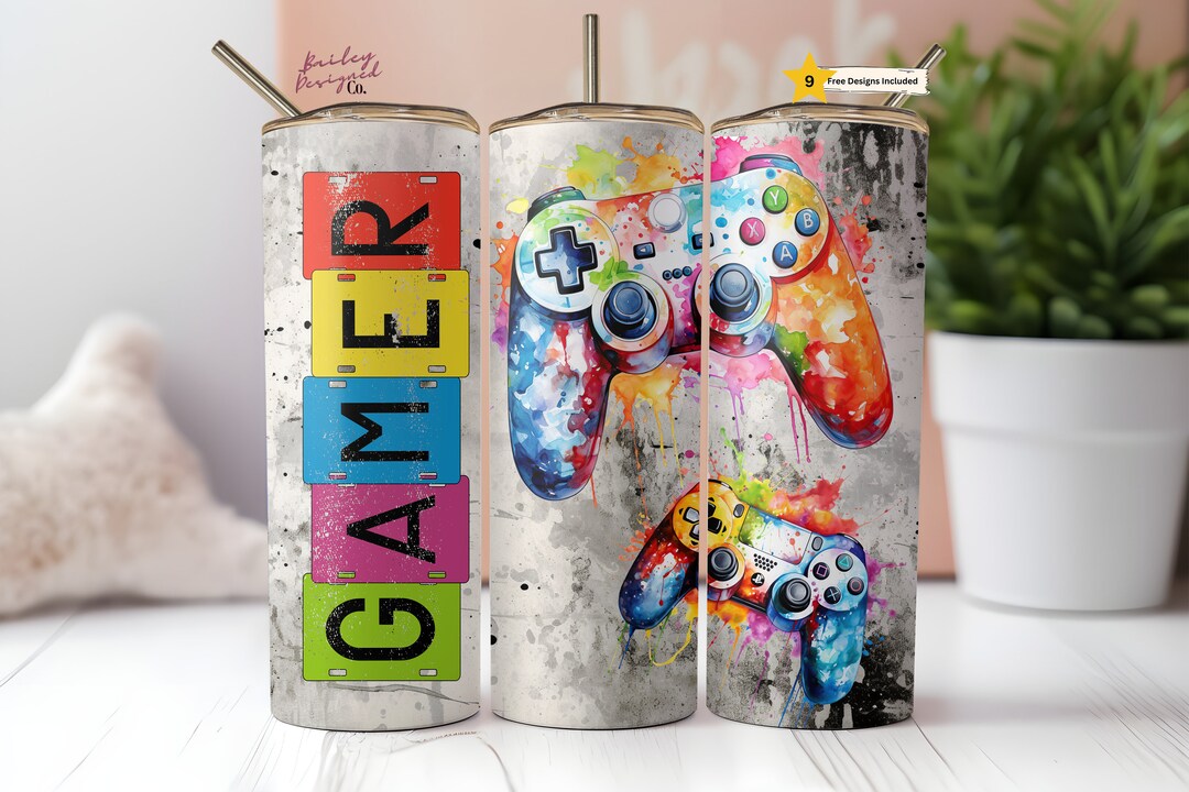 Gamer 20 Oz Skinny Tumbler Sublimation Design Digital Download PNG ...