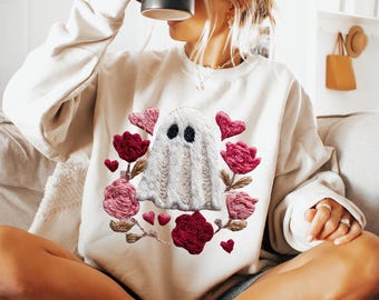 Valentine Floral Cute Ghost PNG Sublimation Design Instant Digital Download, Cute Graphics, Glass Jar png Design, Tshirt Design