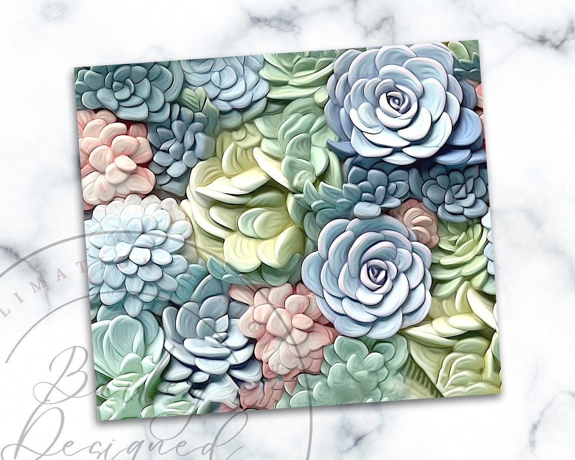 3d Tumbler Wrap Succulents 20 Oz Skinny Tumbler Sublimation Design ...