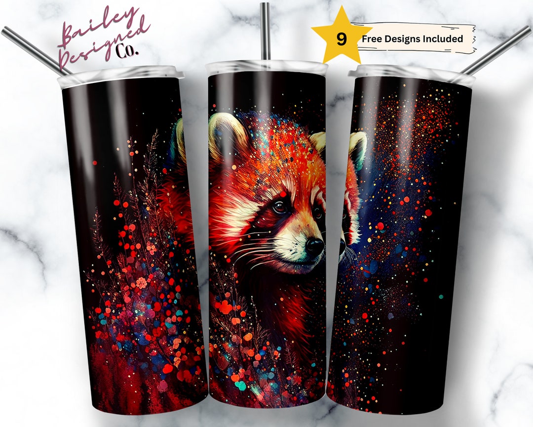 Alcohol Ink Red Panda 20 Oz Skinny Tumbler Sublimation Design Digital ...