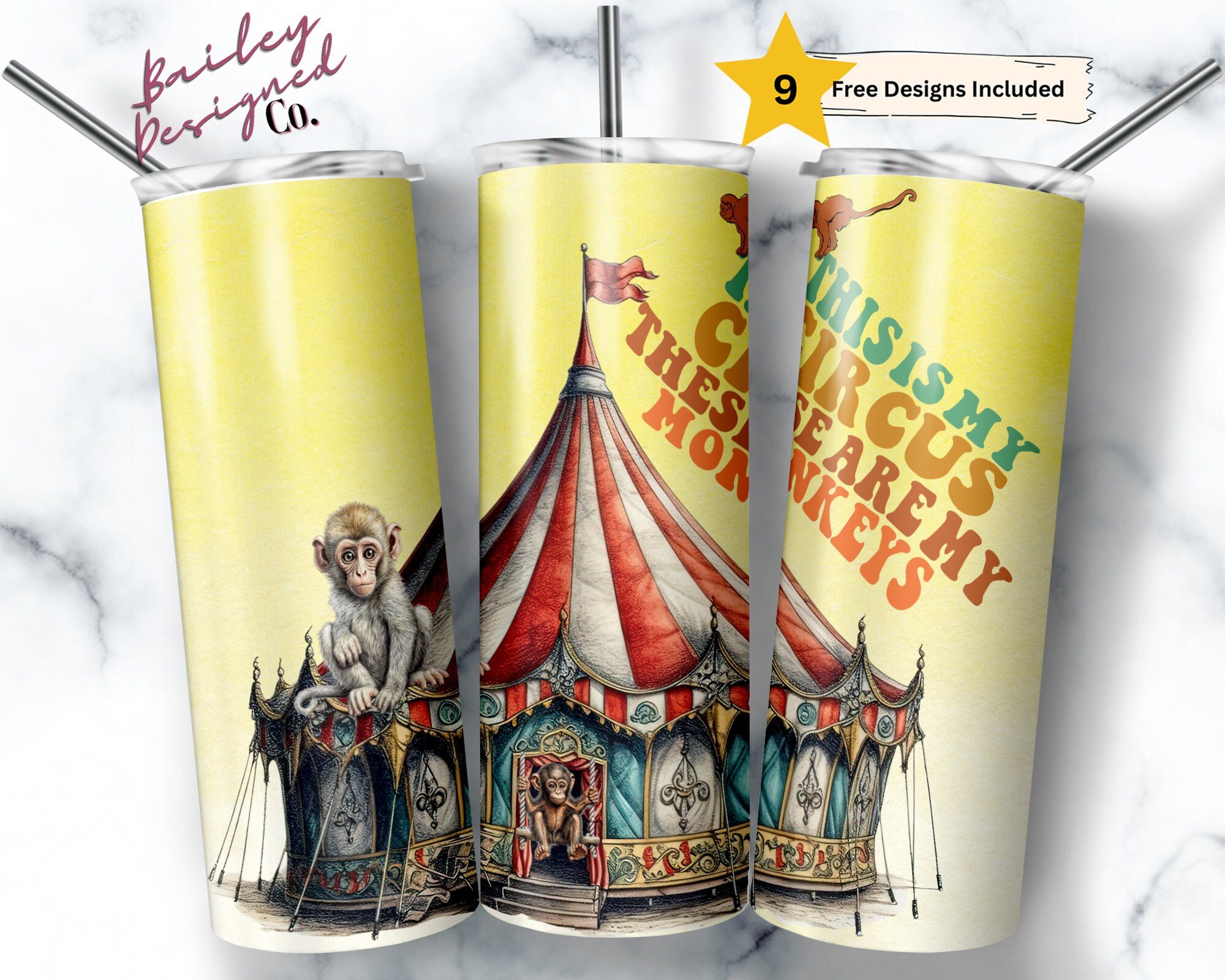This is My Circus These Are My Monkeys 20 Oz Skinny Tumbler Sublimation  Design Digital Download PNG Instant DIGITAL ONLY, Circus Tumbler - Etsy