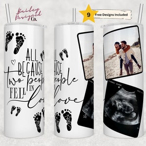 20oz Skinny Tumbler Parent to Be Sublimation Design Templates Photo Tumbler Straight PNG File Digital Download Frame Design