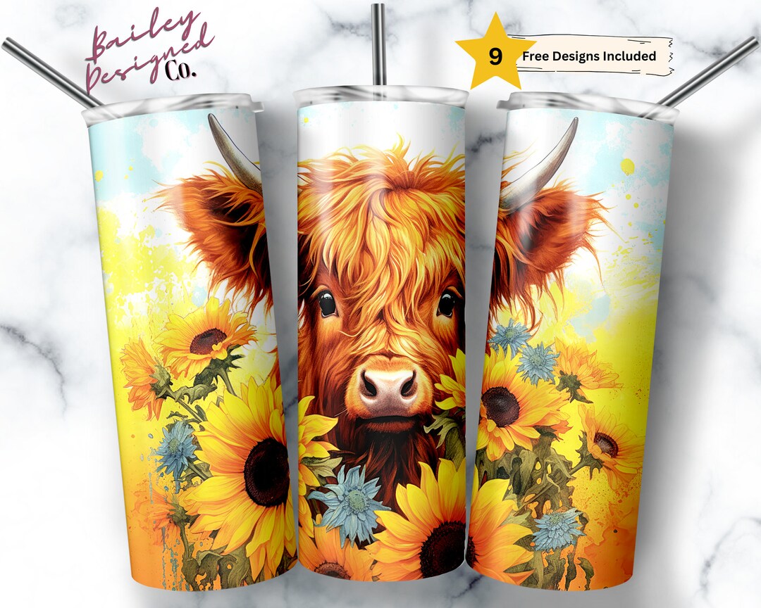 Baby Highland Cow 20 Oz Skinny Tumbler Sublimation Design Digital ...