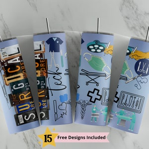 Medical Surgical Tech 20oz Skinny Tumbler Sublimation Design Templates, Straight PNG Digital Download