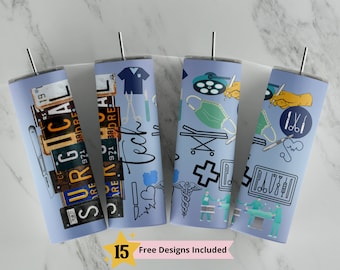Medical Surgical Tech 20oz Skinny Tumbler Sublimation Design Templates, Straight PNG Digital Download