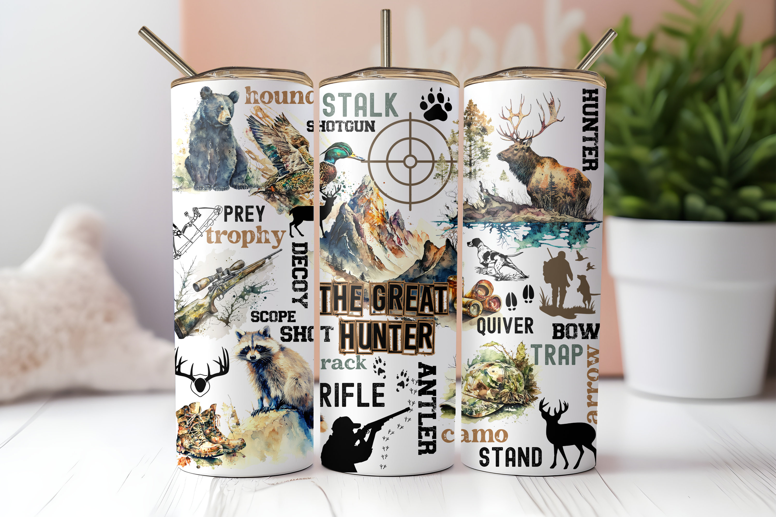 Hunting Season 20 Oz Skinny Tumbler Sublimation Design Digital Download ...