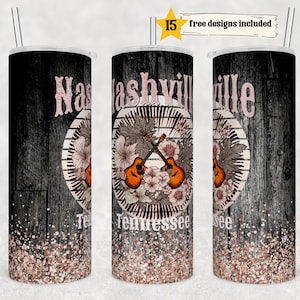 Nashville Tennessee  20oz Skinny Tumbler PNG Sublimation Design, Print Straight PNG File Digital Download, Rustic Music Design