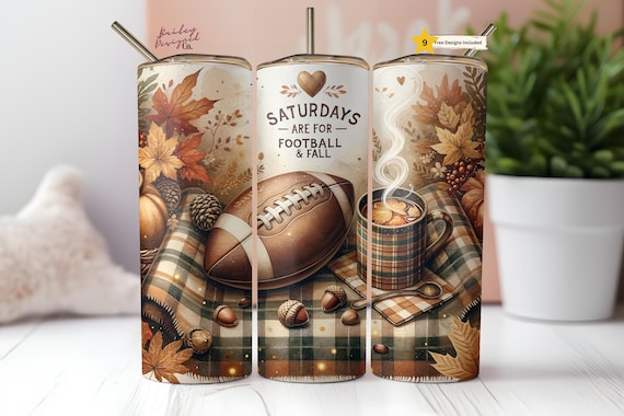 土曜日はフットボールの秋シーズン 20オンス スキニータンブラー昇華