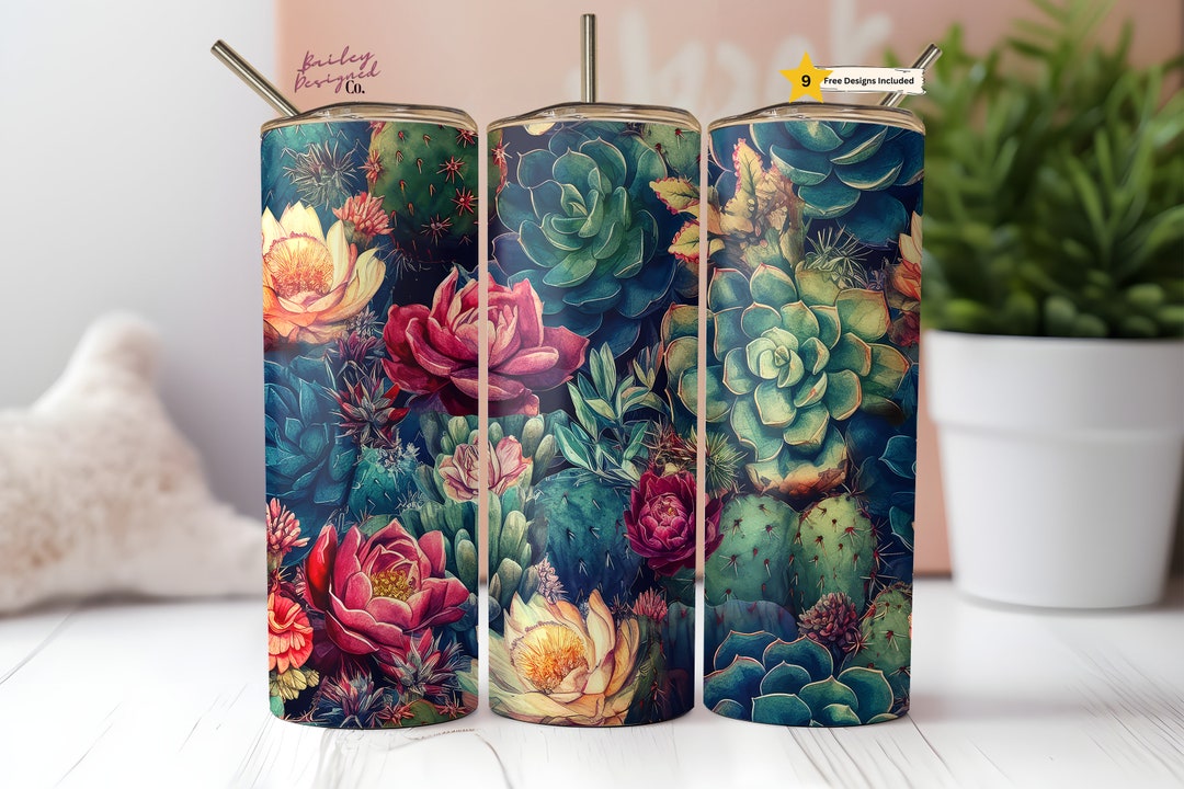 Succulents Plant Mom 20 Oz Skinny Tumbler Sublimation Design Digital ...