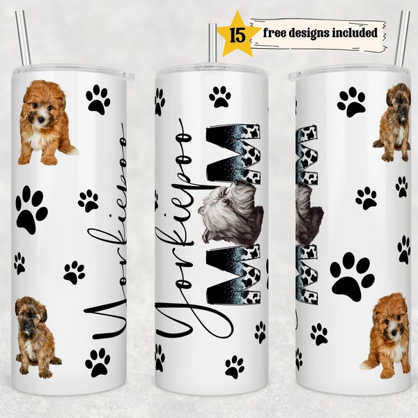 Yorkiepoo Dog Mom tumbler wrap -20 oz Sublimation Tumbler Wrap - PNG Digital File - Dog Lover PNG -Yorkshire Poodle Dog Mom