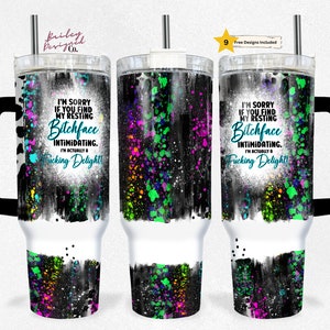 Resting Bitchface 40oz Tumbler Wrap - PNG Tumbler Design Sublimation Designs Downloads -Funny Rude Sublimation Tumbler with Handle Wrap image 7