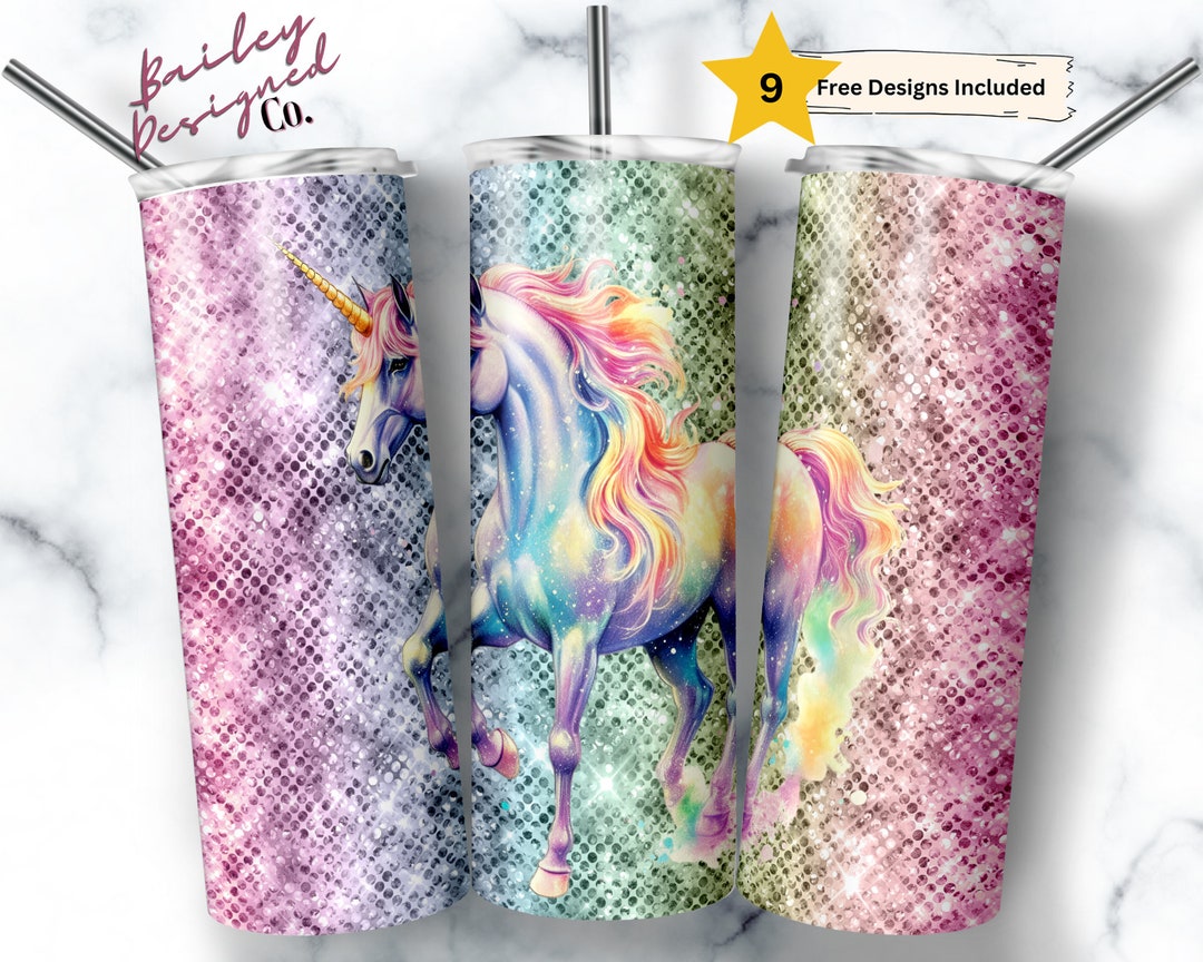 Unicorn 20 Oz Skinny Tumbler Sublimation Design Digital Download PNG ...