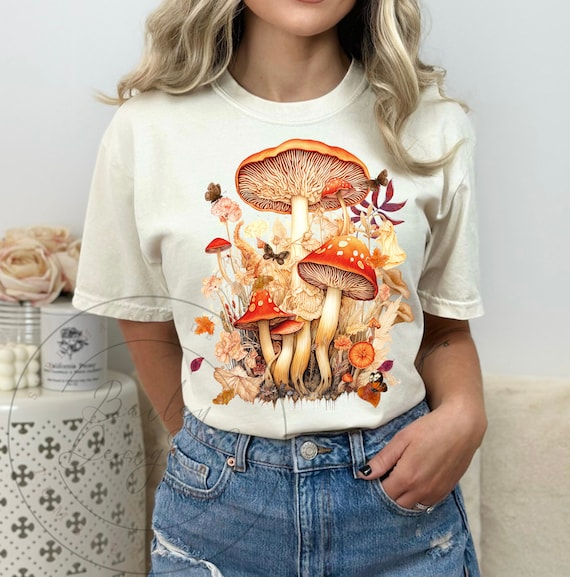 Mushrooms PNG | Cottagecore Sublimation Design | Goblincore Digital Download File | Green Witch Aesthetic Fairycore Design for Shirt for Mug