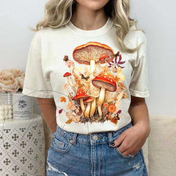 Mushrooms PNG | Cottagecore Sublimation Design | Goblincore Digital Download File | Green Witch Aesthetic Fairycore Design for Shirt for Mug