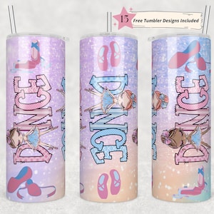 20oz Skinny Tumbler Ballerina Dance Design Template Straight PNG File Download dancing ballet dance tumbler design