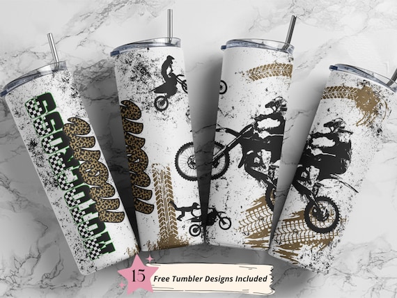20oz Skinny Tumbler Motocross Mom Designs Template Straight PNG 