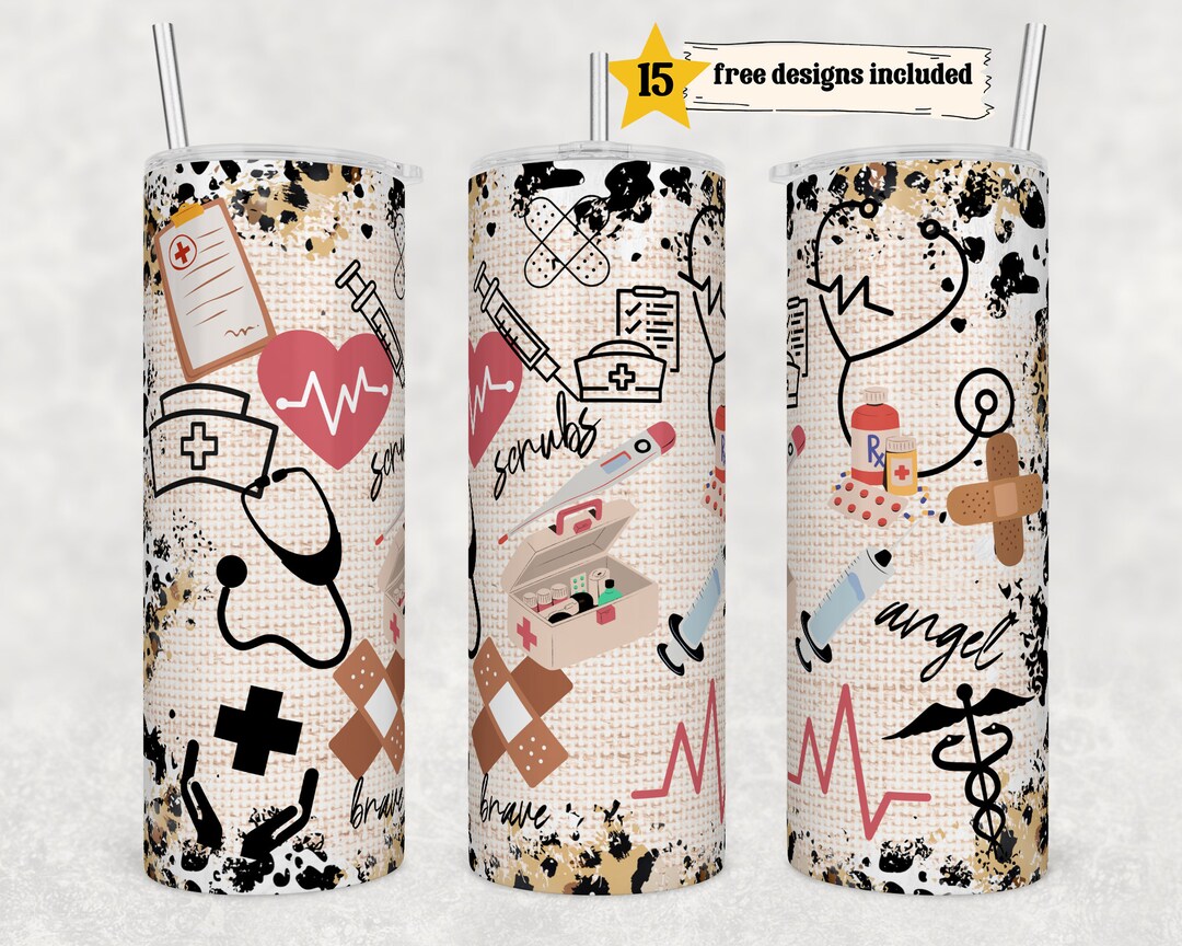 Nurse 20 Oz Skinny Tumbler Sublimation Leopard Boho Nurse Wrap Design ...