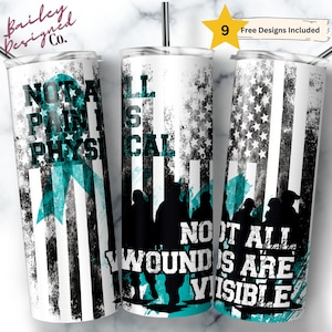 PTSD Awareness 20 oz Skinny Tumbler Sublimation Design Digital Download png Instant DIGITAL ONLY, ptsd awareness Tumbler
