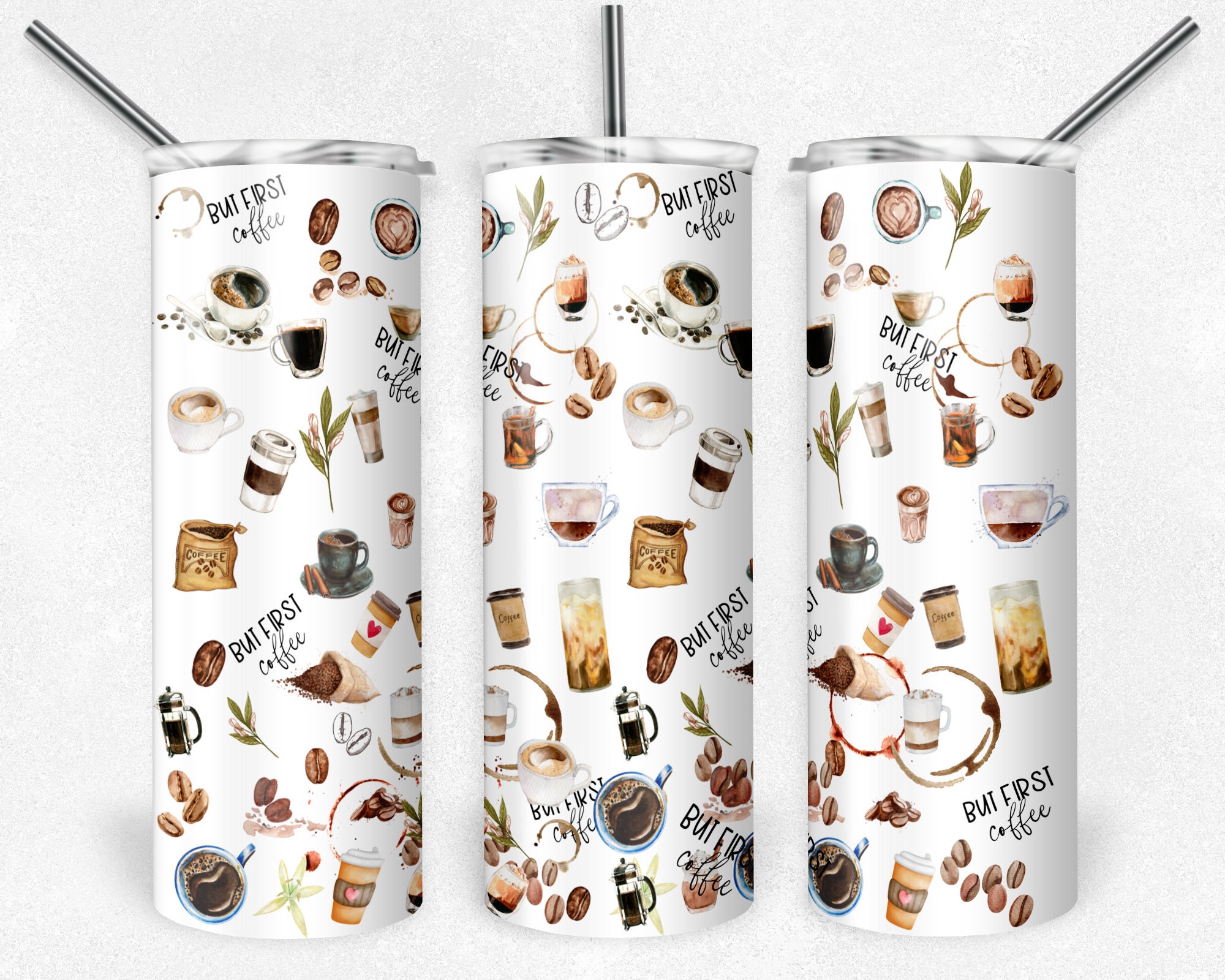 Coffee 20 Oz Skinny Tumbler Sublimation Design Digital Download PNG ...