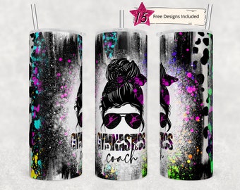 20oz Skinny Tumbler Gymnastics Coach Design Template Straight PNG File Download Gymnastics tumbler coach life