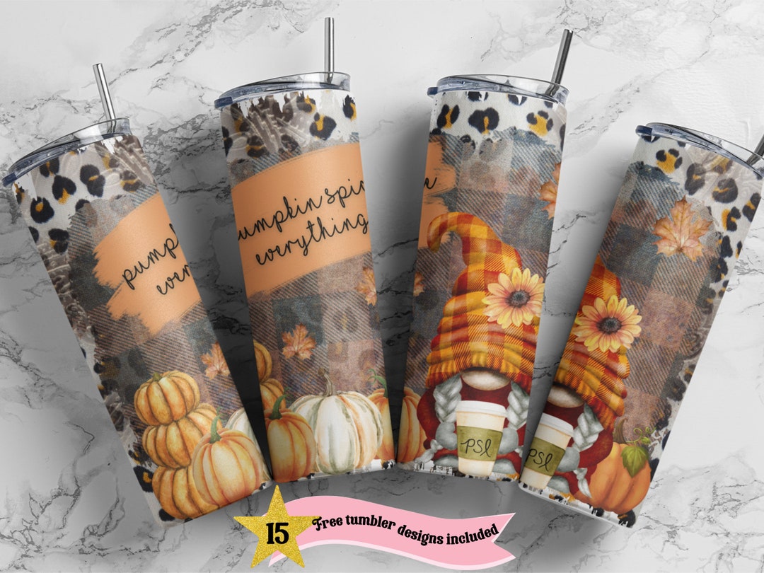 Halloween 20 Oz Skinny Tumbler Pumpkin Spice Sublimation Design PNG ...
