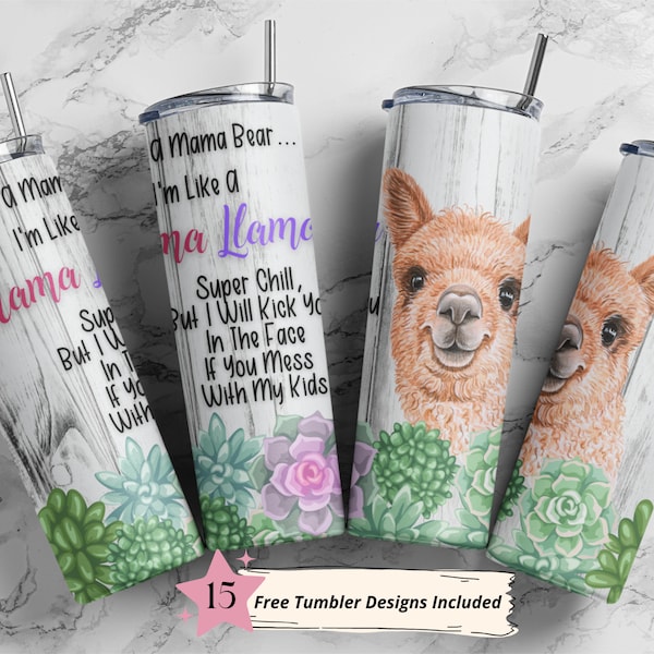 20oz Skinny Tumbler Mama Llama Sublimation Design Templates,Straight PNG Digital Download. Sarcastic Funny Mom Tumbler Design