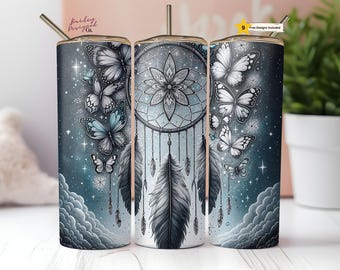 Boho Celestial Dreamcatcher 20 oz Skinny Tumbler Sublimation Design Digital Download PNG Instant DIGITAL ONLY, Tumbler Wrap