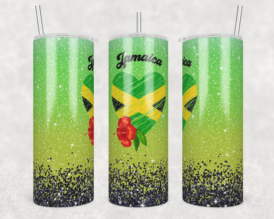 20oz Skinny Tumbler Jamaica Flag PNG Sublimation Design Jamaican