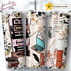 Book Author 20 oz Skinny Tumbler Sublimation Design Digital Download PNG Instant DIGITAL ONLY, Novel Writer Tumbler
