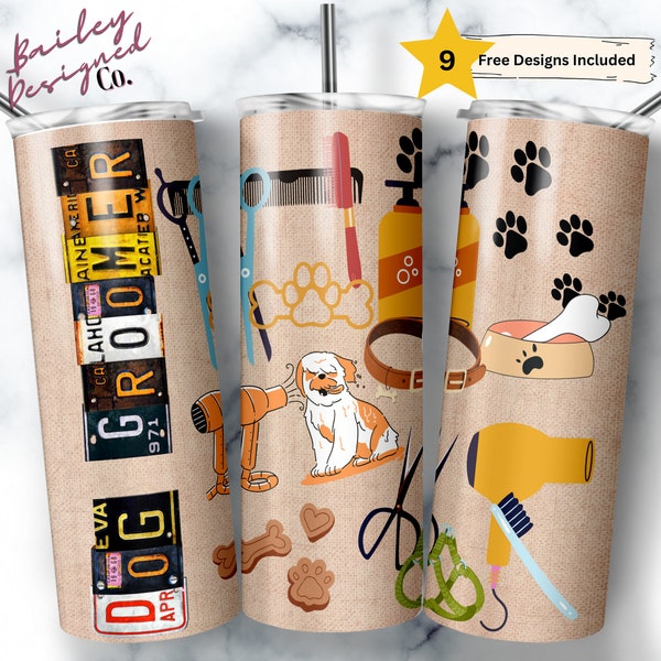 Dog Groomer 20 oz Skinny Tumbler Sublimation Design Digital Download PNG Instant DIGITAL ONLY,  Dog Grooming Tumbler