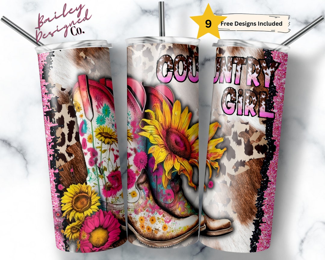 Country Girl 20 Oz Skinny Tumbler Sublimation Design Digital Download ...