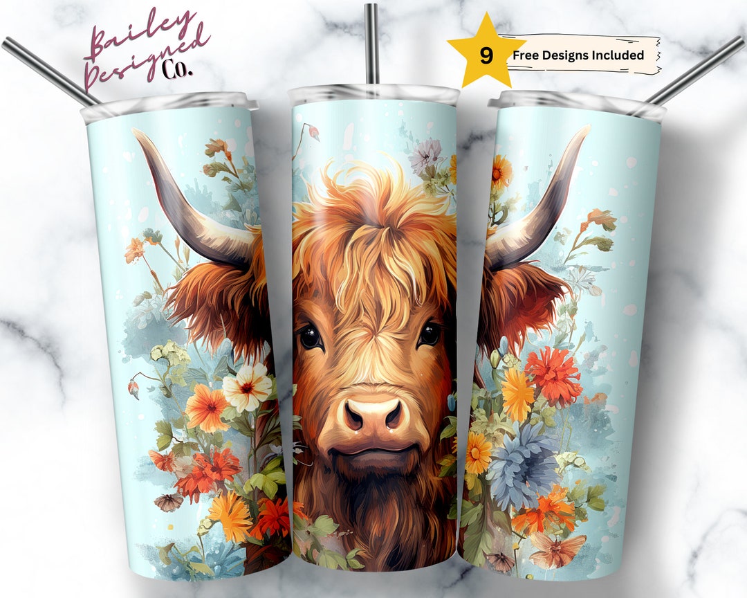 Baby Highland Cow 20 Oz Skinny Tumbler Sublimation Design Digital ...