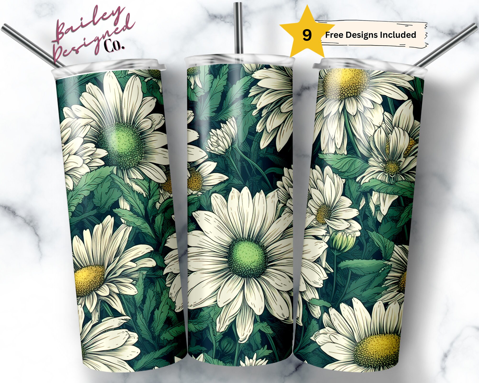 Yellow Sunflower, Pink roses and White Daisy Tumbler – Tina's