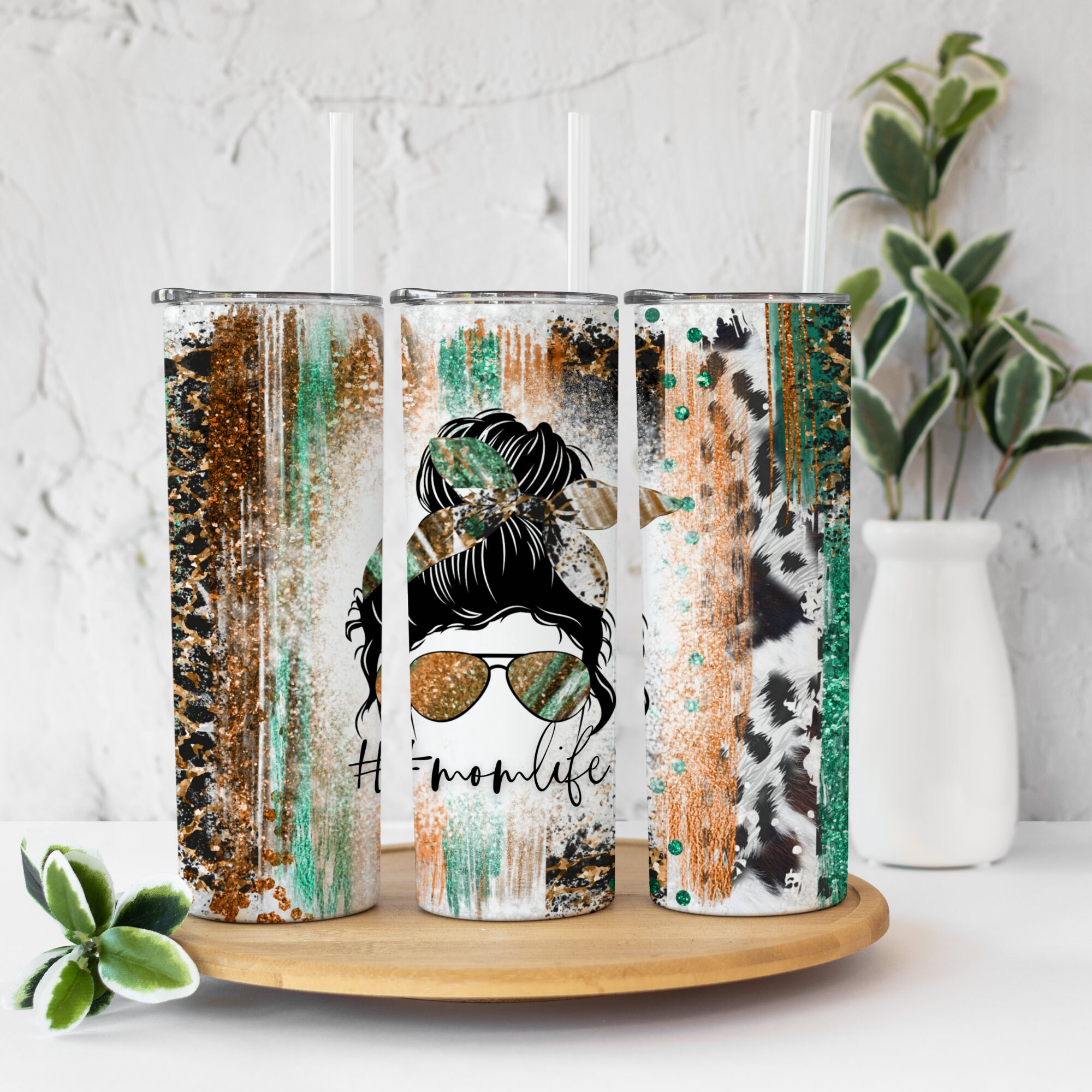 20oz Skinny Tumbler Mom Life Cowhide Leopard Print Sublimation Designs ...