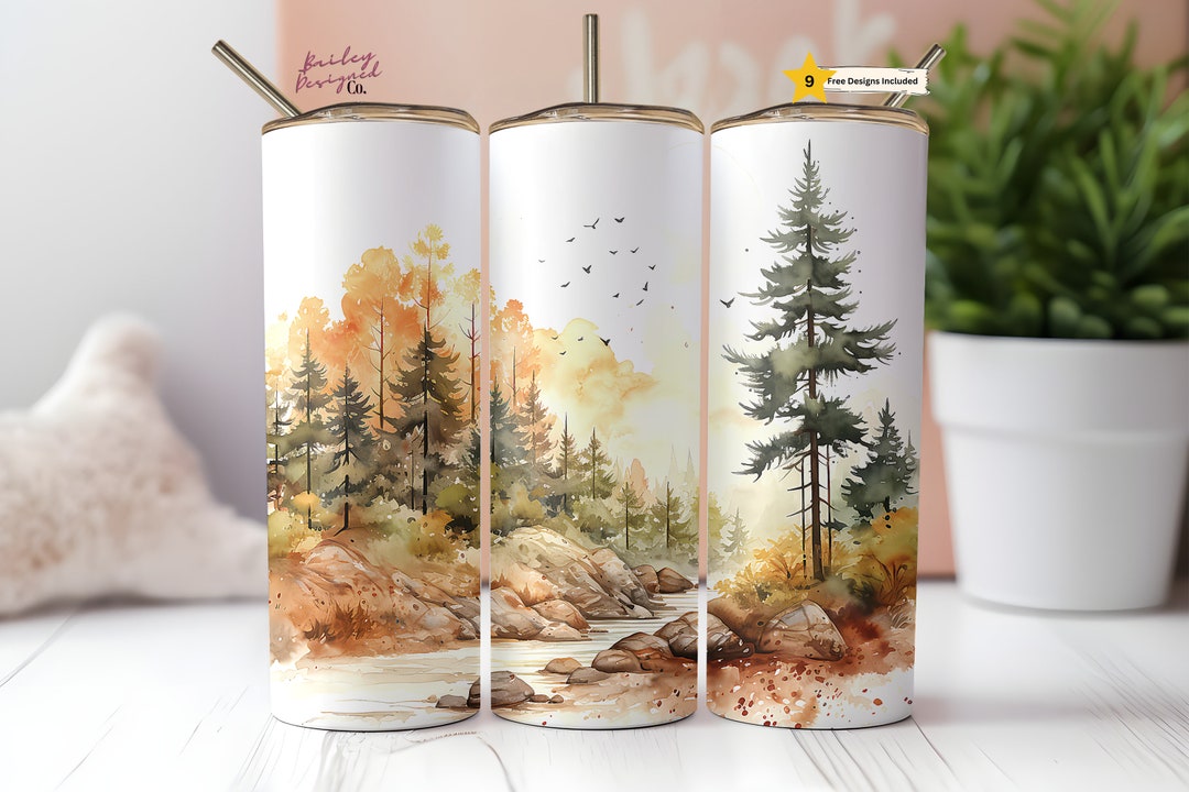 Fall Forest 20 Oz Skinny Tumbler Sublimation Design Digital Download ...