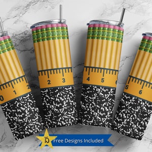 20 Unzen Skinny Tumbler Bleistifte Lehrer Leben Sublimationsdesign PNG Instant NUR DIGITAL - Straight Design School Tumbler Vorlage