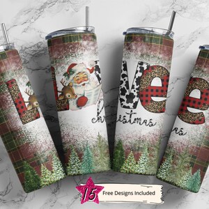 20 Oz Skinny Tumbler, Love Christmas Vintage Santa Straight Template, Digital Download, sublimation graphics instant file image 1