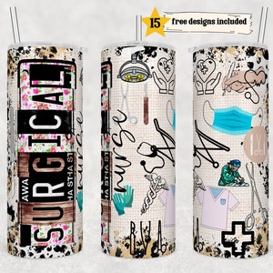 Medical Surgical Nurse 20oz Skinny Tumbler Sublimation Design Templates, Straight PNG Digital Download