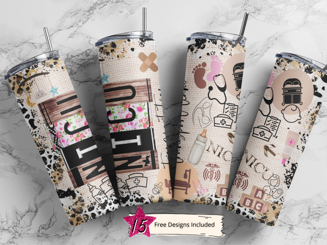 NICU Transport 20 Oz Skinny Tumbler Sublimation Leopard Boho Nurse Wrap ...